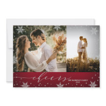 Red & Silver Snöflingor 2 Foton Skål jul