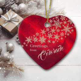 Red Silver Snowflake Colorado Family Julgransprydnad Keramik