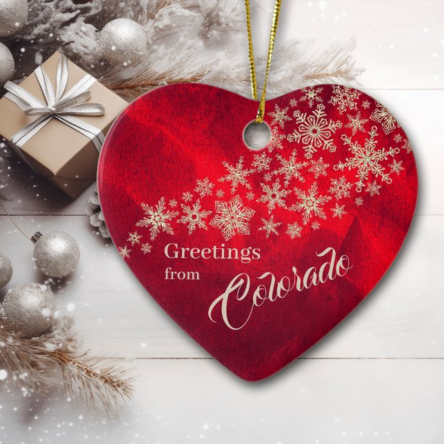 Red Silver Snowflake Colorado Family Julgransprydnad Keramik (Skapare uppladdad)