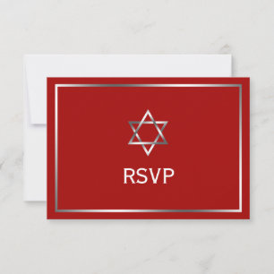 Red Silver Star of David Pub Mitzvah OSA Kort