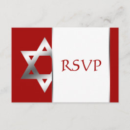 Red Silver Star of David Pub Mitzvah OSA Kort