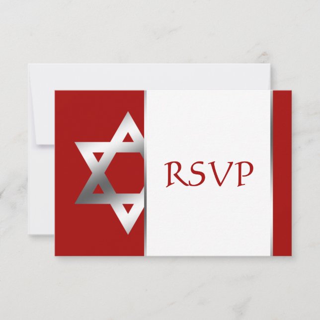 Red Silver Star of David Pub Mitzvah OSA Kort (Framsida)