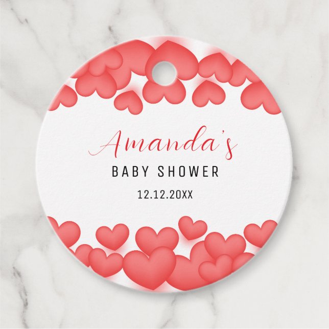 Red Simple A Little Baby Shower Gåvor Etiketter (Framsida)