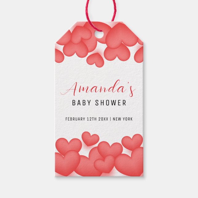 Red Simple A Little Baby Shower Presentetikett (Framsidan)