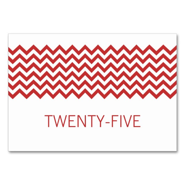 Red Simple Chevron Bord Card Bordsnummer (Framsidan)