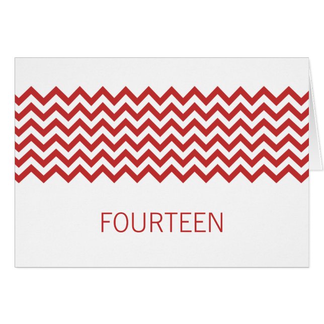 Red Simple Chevron-Bordsnummer Card Hälsningskort (Framsidan Horizontal)