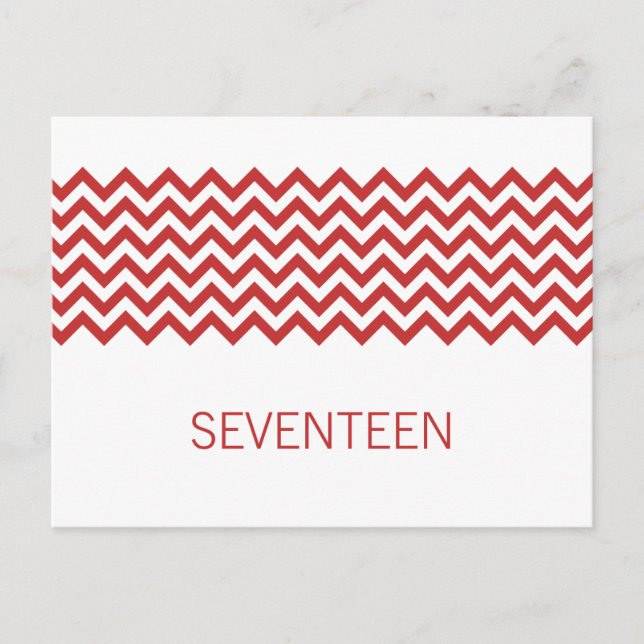 Red Simple Chevron Bordsnummer Postcard (Framsida)
