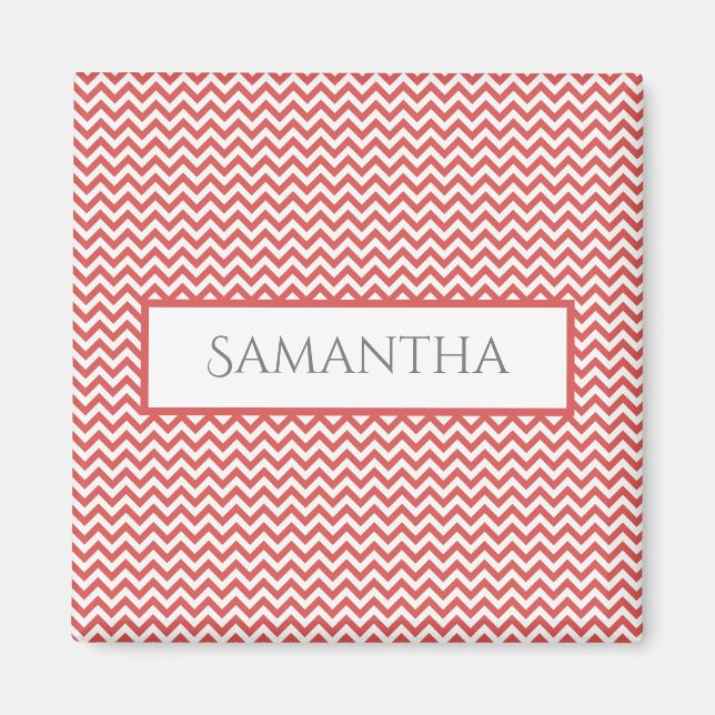 Red Simple Chevron Personlig Magnet (Framsidan)
