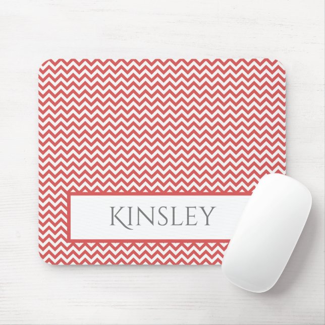 Red Simple Chevron Personlig Mouse Pad Musmatta (Med mus)