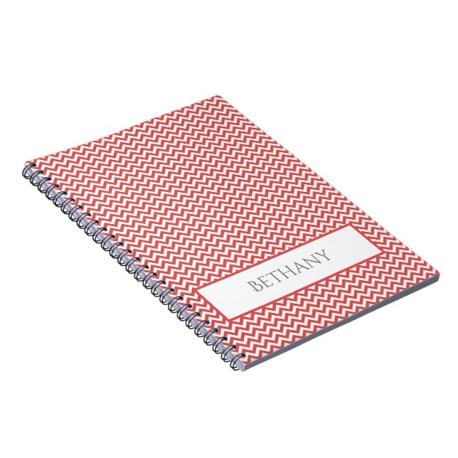 Red Simple Chevron Personlig Notebook Anteckningsbok (Högra Sidan)