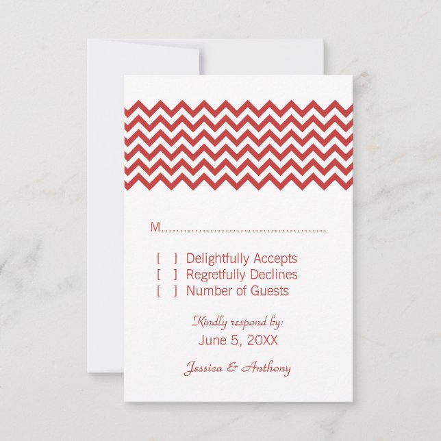 Red Simple Chevron Responcard Card OSA Kort (Framsida)