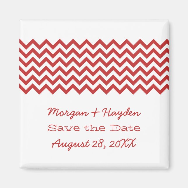 Red Simple Chevron Spara datum magneter (Framsidan)