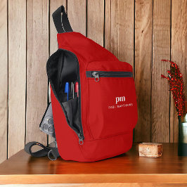 Red Simple Minimalist Monogram och Namn