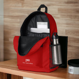 Red Simple Minimalist Monogram och Namn