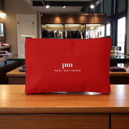 Red Simple Minimalist Monogram och Namn