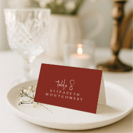 Red Simple Modern Wedding Calligraphy Bordsnummer