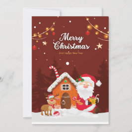 Red Simple Santa Tecknad God jul Julkort