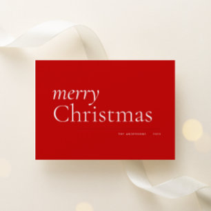 Red Simple Serif Merry Julkort