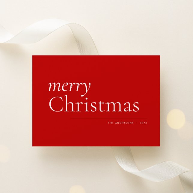 Red Simple Serif Merry Julkort (Skapare uppladdad)