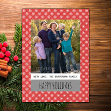 Red Simple Snowflake Helgdag Photo Flat Card