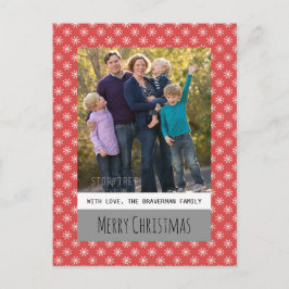 Red Simple Snowflake Helgdag Photo Postcard Helg Vykort