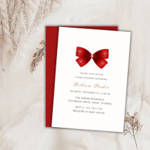 Red Simple Watercolor Bow Baby Shower