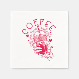 Red Skeleton Hand Coffee Soulmate Hearts Pappersservett