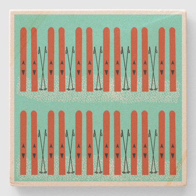 Red skis on blue underlägg (Framsidan)