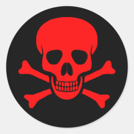 Red Skull & Crossbone-etikett Runt Klistermärke