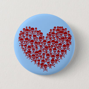 Red Skull Heart PIN Knapp