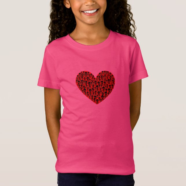 Red Skull Heart Tee Shirt (Framsida)