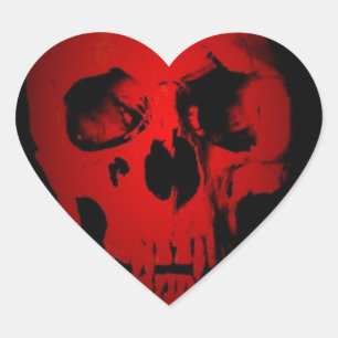Red Skull Hjärtformat Klistermärke