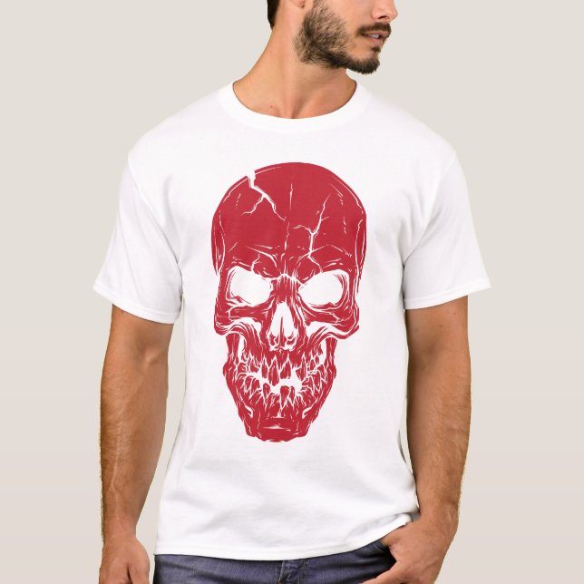 Red Skull Horror Design, Creepy Gothic Artwork för T Shirt (Framsida)