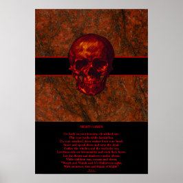 Red Skull Nattspel Dikt Poster