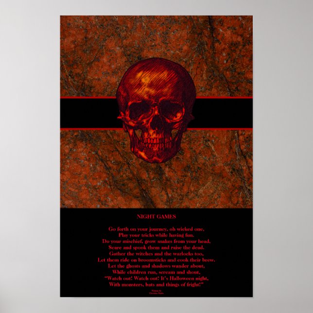 Red Skull Nattspel Dikt Poster (Framsidan)