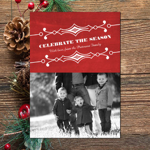 Red Slanted Chalkboard Helgdag Photo Flat Card Inbjudningar