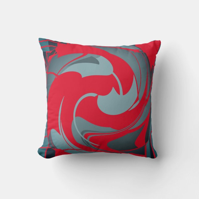 Red Slate Seafoam Swirling Abstrakt Blommdesign Kudde (Framsida)