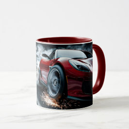 Red Sleek Drives Sports Car Automotive Mugg