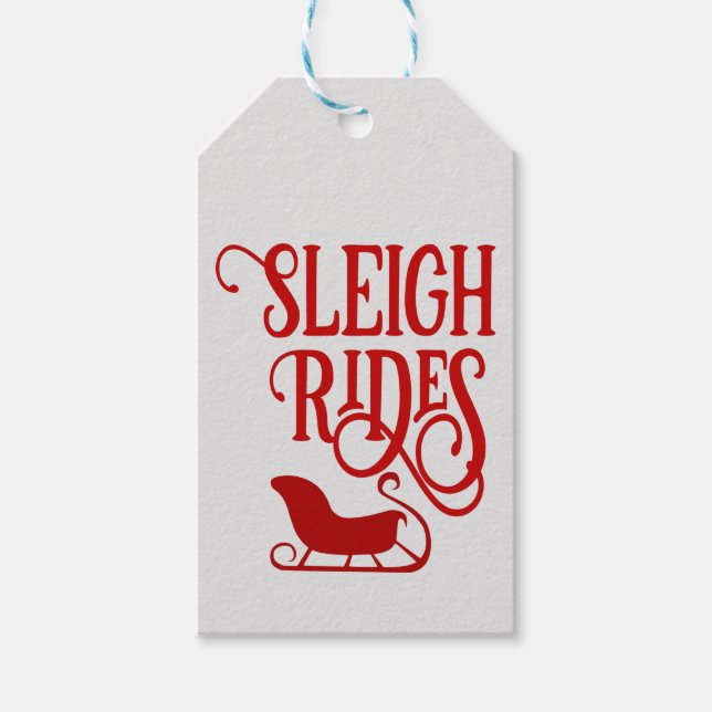 Red Sleigh Rides Helgdag Presentetikett (Framsidan)