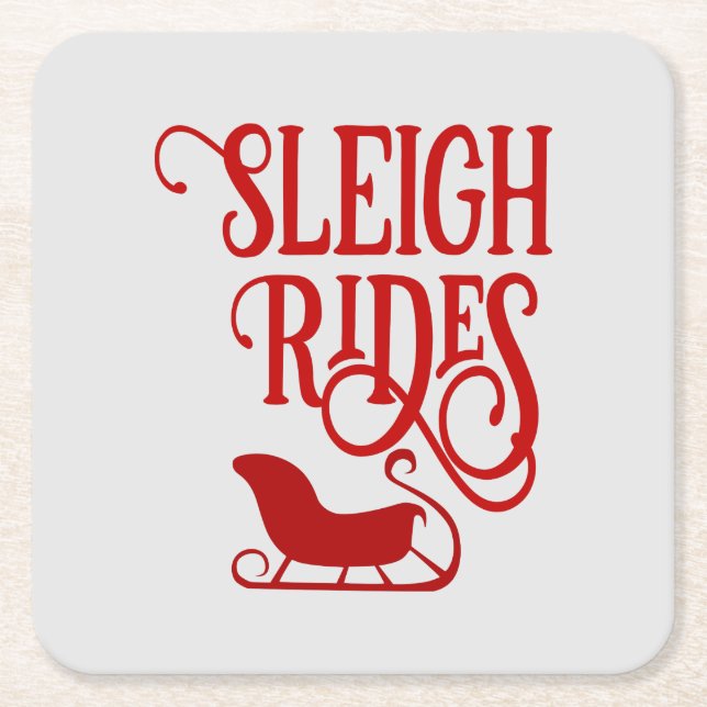 Red Sleigh Rides Helgdag Underlägg Papper Kvadrat (Framsidan)