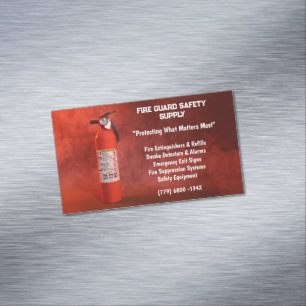 Red Smoke & Fire Exinguisher Fire Safety Magnetiska Visitkort