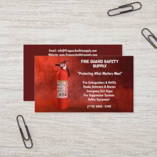 Red Smoke & Fire Exinguisher Fire Safety Visitkort