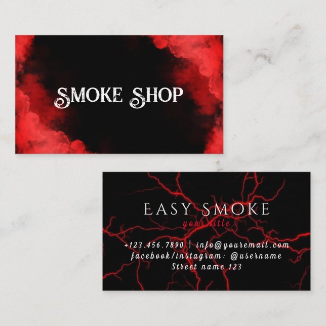 Red Smoke Shop Vape Affärskort Visitkort (Fram/baksida)