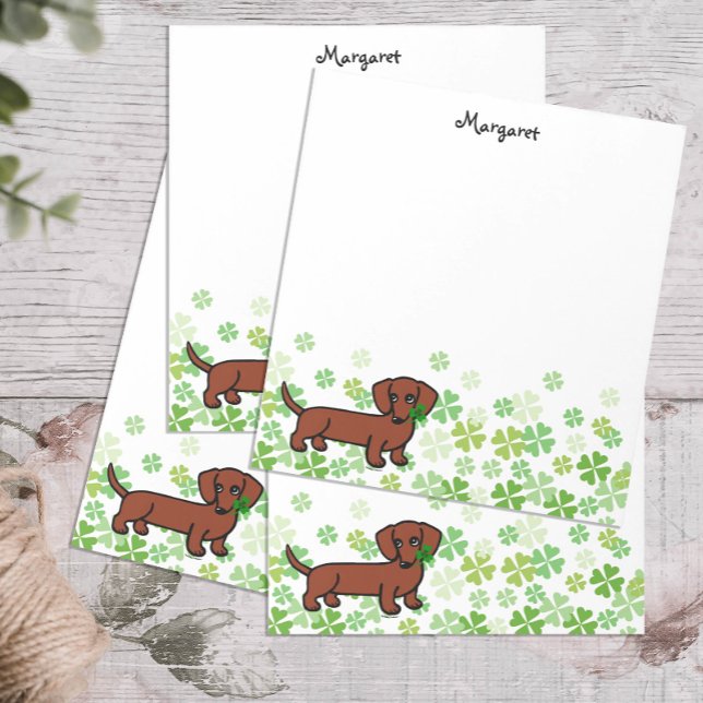Red Smooth Dachshund 2 Anteckningsblock (Cute Red Smooth Haired Dachshund Stationery for Dog Lovers)