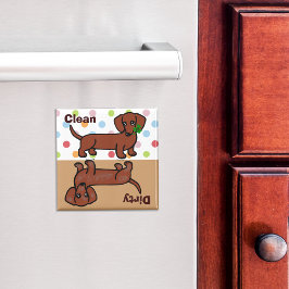 Red Smooth Dachshund 2 Dirty/Clean Magnet