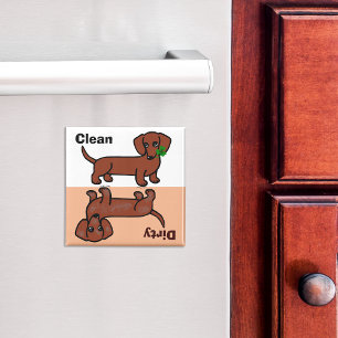 Red Smooth Dachshund 2 Dirty/Clean Magnet