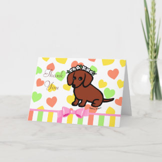 Red Smooth Dachshund and Flowers Tack Kort