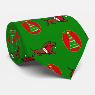 Red Smooth Dachshund Helgdag Tie Slips