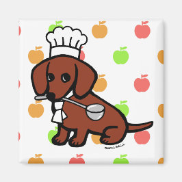 Red Smooth Hved Dachshund Chef Magnet