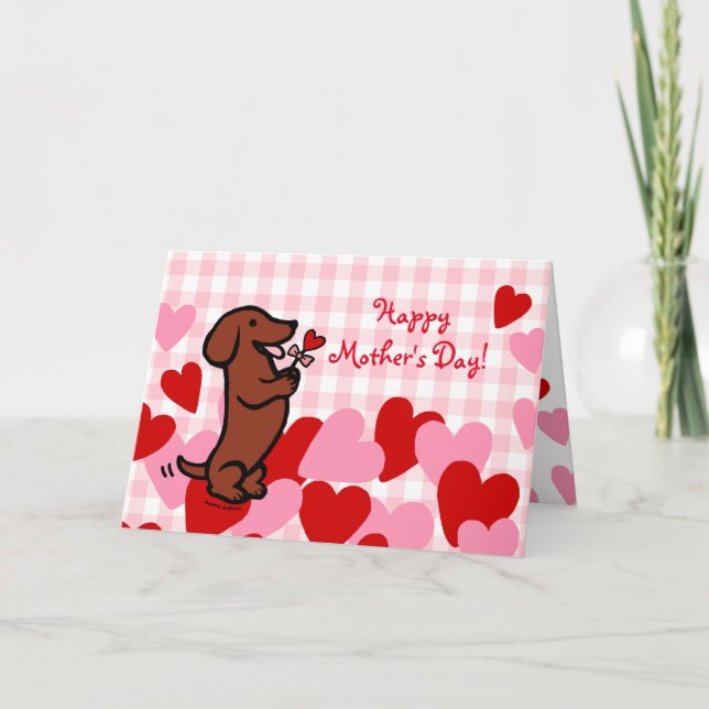 Red Smooth Hved Dachshund Kort (Framsida)